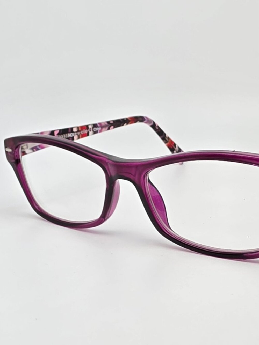 Allo Hola Crystal Purple Pink Stripe Cat Eye Eyeglasses Frame w/ Flexhinge 49mm